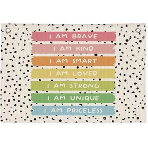 Positive Affirmations Wall Decor, Calming Corner Toddler Reading Nook for Kids, Inspirational Canvas Banner Wall Hanging Banner Flag Decor for Classroom Homeschool Decor