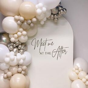 Meet Me at The After Bridal Shower Decal - Suitable for Use as Bridal Shower Balloon Arch Decoration, DIY Decal Meet Me at The After Event for Bridal Shower. (Brown Meet me)