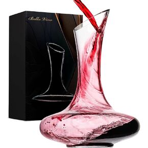 Large Elegant Wine Decanter with Aerator Pourer - Clear Hand Blown 100% Lead-Free Crystal Glass Wine Carafe - Red Wine Decanter Bottle, Wine Lovers Accessory Gift - 1600ml.