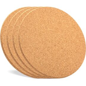 Cork Trivets for Hot Dishes, Cork Pot Holder for Hot Pots and Pans 4 Pack 8 Inch, Heat Resistant Cork Board, Hot Pads for Table and Countertop, Thick Cork Coasters for Drinks