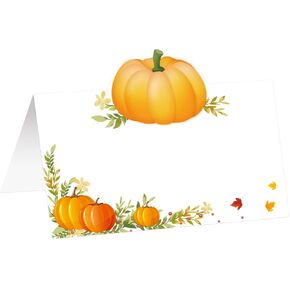 Treasure Cove Thanksgiving Table Place Cards Fall Pumpkin Tent Name Cards Guest Table Seating 25Pcs