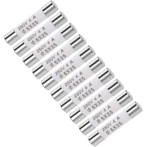 uxcell Ceramic Cartridge Fuses 4A 250V 5x25mm Fast Blow Replacement for Stereo Audio Alarm Amplifier Ceramic Fuses 10pcs
