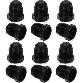 PATIKIL 1/2" Plastic Threaded Plug, 6 Pack 3/4-16UNF Male Thread 45 Degree SAE Flare Tube Fitting Valve Stop Plugs for Air Conditioner Pipe Gas Line Hydraulic, Black