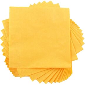 JAM PAPER Small Beverage Napkins - 5 x 5 - Yellow - 50/Pack