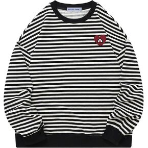 Aelfric Eden Oversized Sweatshirt for Women Crewneck Striped Sweatshirt Preppy Shirts Y2K Tops