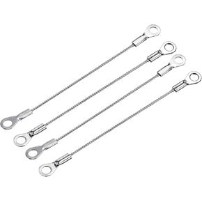 YOKIVE 4 Pcs Stainless Steel Lanyard Cables, Eyelets Ended Security Wire Rope | Great for Doors, Curtains, Hanging Lamps (Silver, 2mmx10cm)