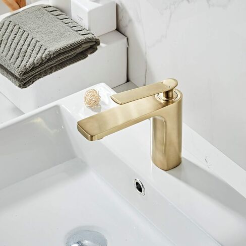 Modern Single Handle Bathroom Basin Faucet Laundry Vanity Sink Faucet Brushed Nickel Gold Finish Lavatory Faucet in Saudi Arabia