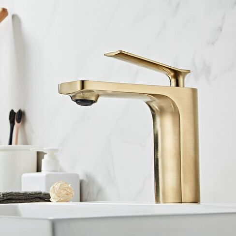 Modern Single Handle Bathroom Basin Faucet Laundry Vanity Sink Faucet Brushed Nickel Gold Finish Lavatory Faucet in Saudi Arabia