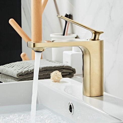 Modern Single Handle Bathroom Basin Faucet Laundry Vanity Sink Faucet Brushed Nickel Gold Finish Lavatory Faucet in Saudi Arabia
