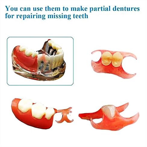 الشمع، أطقم أسنان DIY في المنزل، شمع الأسنان عن طريق الفم، صنع أطقم أسنان جزئية أو كاملة، أطقم استبدال الأسنان المؤقتة، أحمر فاتح in Kuwait
