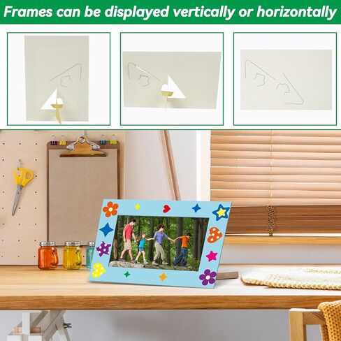 Qyeahkj 150 حزمة من إطارات الصور الورقية الخريفية مقاس 4×6 بوصة، إطار صور DIY مع 18 ملصقًا في 3 أنواع، مجموعات فنية فنية للأطفال تقف بألوان قوس قزح وحوامل صور من الورق المقوى in Saudi Arabia
