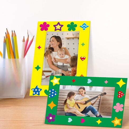 Qyeahkj 150 حزمة من إطارات الصور الورقية الخريفية مقاس 4×6 بوصة، إطار صور DIY مع 18 ملصقًا في 3 أنواع، مجموعات فنية فنية للأطفال تقف بألوان قوس قزح وحوامل صور من الورق المقوى in Saudi Arabia