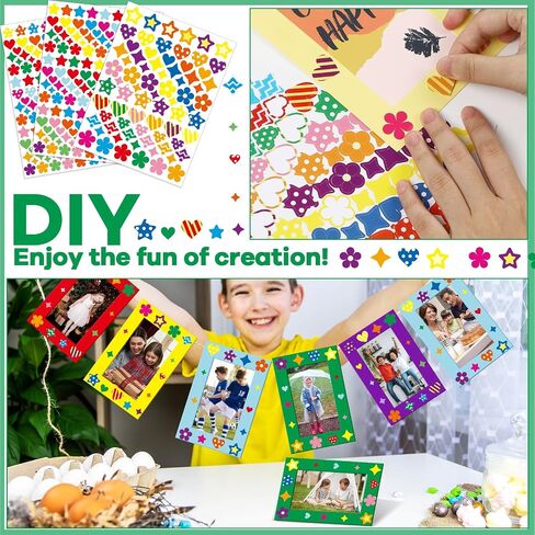 Qyeahkj 150 حزمة من إطارات الصور الورقية الخريفية مقاس 4×6 بوصة، إطار صور DIY مع 18 ملصقًا في 3 أنواع، مجموعات فنية فنية للأطفال تقف بألوان قوس قزح وحوامل صور من الورق المقوى in Saudi Arabia