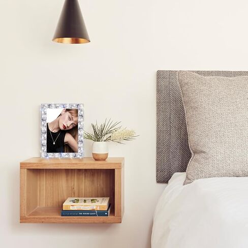 تصميم إطار صورة لامع مقاس 5x7، إطارات صور زجاجية ماسية مستطيلة لامعة لامعة مقاس 5 * 7 لسطح الطاولة، أفقيًا أو رأسيًا، فضي، حزمة واحدة in Kuwait