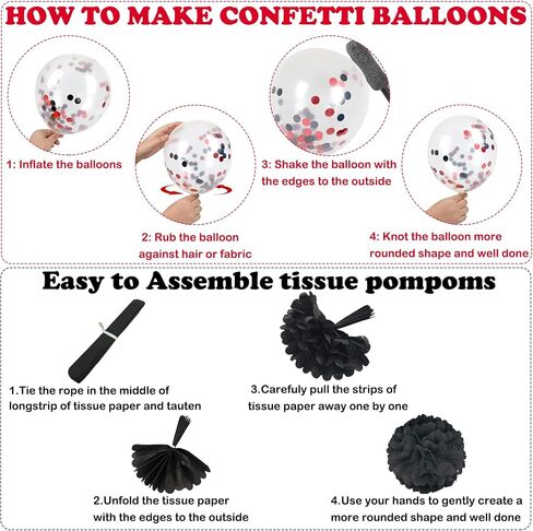 Pink Burgundy Birthday Decorations Kit with Balloons, Tissue Paper Pom Poms, Happy Birthday Banner, Paper Confetti & Hanging Swirl Birthday Party Decoration in Saudi Arabia