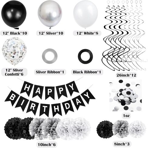 Pink Burgundy Birthday Decorations Kit with Balloons, Tissue Paper Pom Poms, Happy Birthday Banner, Paper Confetti & Hanging Swirl Birthday Party Decoration in Saudi Arabia