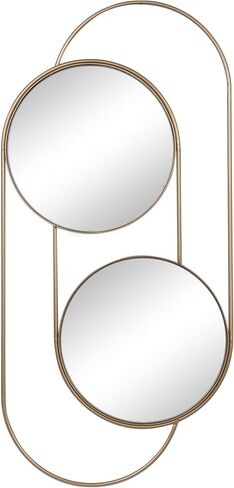 Deco 79 Metal Geometric Room Wall Mirror Layered Oval Entryway Mirror, Wall Mounted Mirror 20" x 1" x 43", Gold in Saudi Arabia