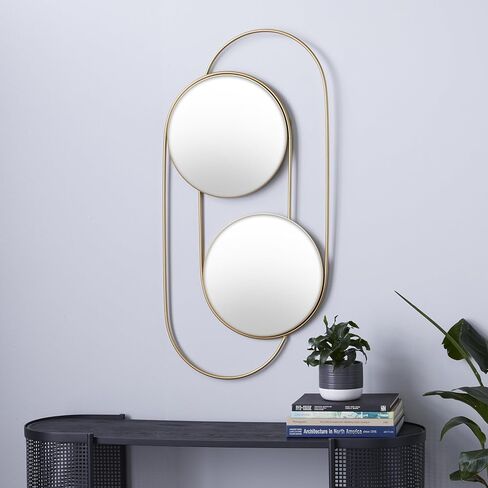 Deco 79 Metal Geometric Room Wall Mirror Layered Oval Entryway Mirror, Wall Mounted Mirror 20" x 1" x 43", Gold in Saudi Arabia