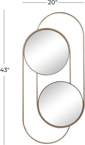 Deco 79 Metal Geometric Room Wall Mirror Layered Oval Entryway Mirror, Wall Mounted Mirror 20" x 1" x 43", Gold in Saudi Arabia