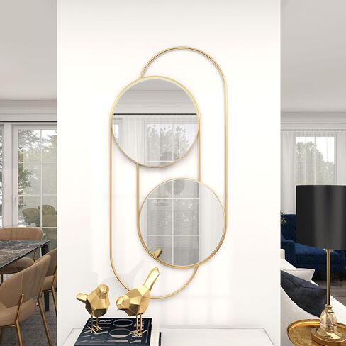 Deco 79 Metal Geometric Room Wall Mirror Layered Oval Entryway Mirror, Wall Mounted Mirror 20" x 1" x 43", Gold in Saudi Arabia