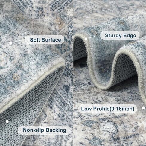 LEEVAN Washable Area Rug 5x7 Rug for Bedroom Grey, Neutral Living Room Area Rug Non Slip, Modern Kitchen Table Rug Soft Nursery Rug in Saudi Arabia