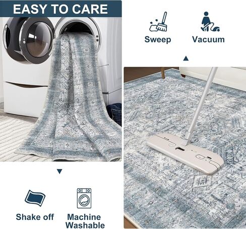 LEEVAN Washable Area Rug 5x7 Rug for Bedroom Grey, Neutral Living Room Area Rug Non Slip, Modern Kitchen Table Rug Soft Nursery Rug in Saudi Arabia