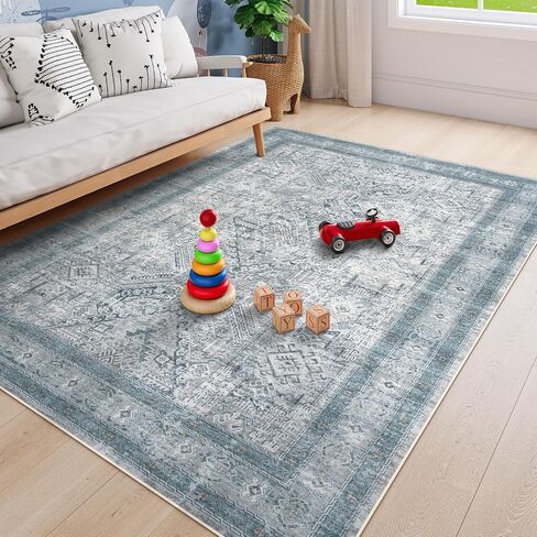 LEEVAN Washable Area Rug 5x7 Rug for Bedroom Grey, Neutral Living Room Area Rug Non Slip, Modern Kitchen Table Rug Soft Nursery Rug in Saudi Arabia
