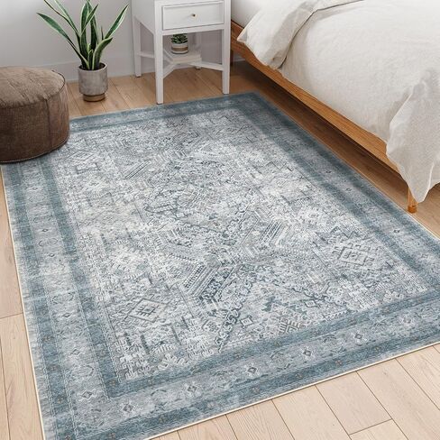 LEEVAN Washable Area Rug 5x7 Rug for Bedroom Grey, Neutral Living Room Area Rug Non Slip, Modern Kitchen Table Rug Soft Nursery Rug in Saudi Arabia