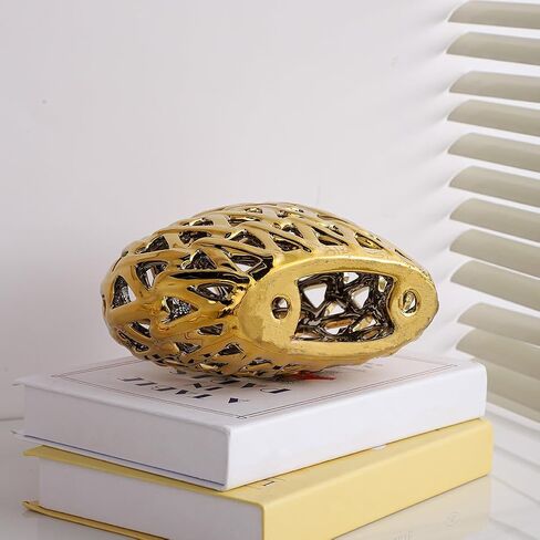 Anding Ceramic Heart-Shaped Decorative Sculpture Three-Dimensional Carved Hollow Bevel Origami Home Decoration Statue,Gold Decorative Living Room Office Centerpiece (A672Gold) in Kuwait
