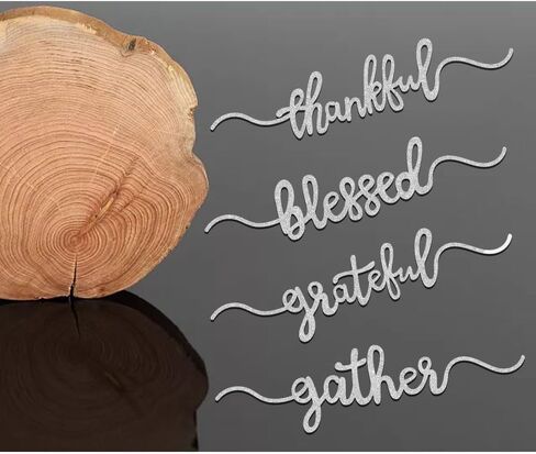 Aukolass 8 Pcs Thanksgiving Plate Cards, Thanksgiving Table Decorations Grateful Thankful Blessed Gather Place Card Plate Decors for Home Party (Black) in Kuwait