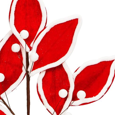 Christmas Tree Picks Leaf Berry Sprays Artificial Velvet Bay Leaves Holly Berries Stems Decorative Sticks for Xmas Tree Topper Vase Filler Branches Flower Arrangment Craft Home Decor Set of 3 (Black) in Saudi Arabia