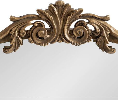 Kate and Laurel Arendahl Traditional Capsule Wall Mirror, 24 x 41, Antique Gold, Vintage Glam Baroque-Inspired Round Bathroom Vanity Mirror with Ornate Crown in Saudi Arabia