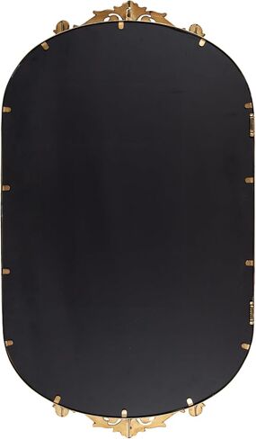 Kate and Laurel Arendahl Traditional Capsule Wall Mirror, 24 x 41, Antique Gold, Vintage Glam Baroque-Inspired Round Bathroom Vanity Mirror with Ornate Crown in Saudi Arabia