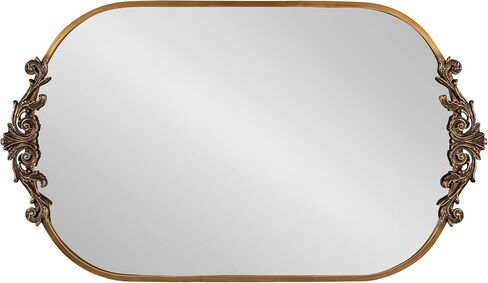 Kate and Laurel Arendahl Traditional Capsule Wall Mirror, 24 x 41, Antique Gold, Vintage Glam Baroque-Inspired Round Bathroom Vanity Mirror with Ornate Crown in Saudi Arabia