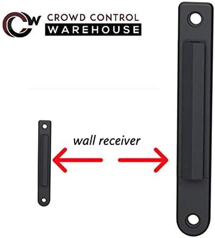 Crowd Control Warehouse - CCW Series WMB-125 Fixed Wall Mount Retractable Belt Barrier -11 Foot, Black/Red Stripe Belt with Stainless Steel Case in Kuwait