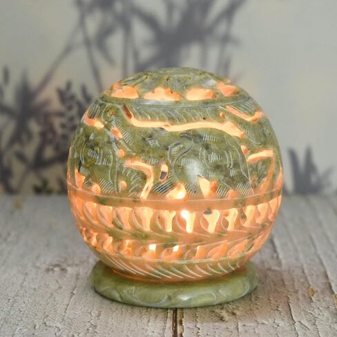 Elephant Carved Soapstone Tea Light or Incense Burner - Ring of Elephants.- Housewarming GiftTealight Candle Holder Soapstone/Gift for Loved Ones/Home/Office Decor (Elephant)- 4 inch in Saudi Arabia