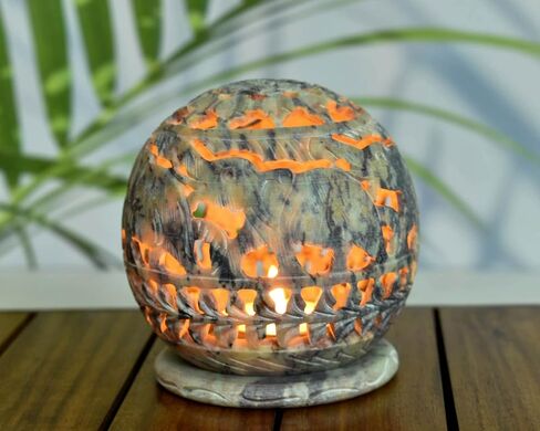 Elephant Carved Soapstone Tea Light or Incense Burner - Ring of Elephants.- Housewarming GiftTealight Candle Holder Soapstone/Gift for Loved Ones/Home/Office Decor (Elephant)- 4 inch in Saudi Arabia