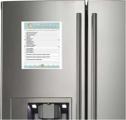 TLC Safety By Design Premium Emergency 8.5" x 11" Contact Cards in Magnetic Sleeve Large Format Refrigerator Safety Important Phone Numbers (2 Cards and 1 Magnetic Sleeve, Pastel Medical ICE) in Saudi Arabia