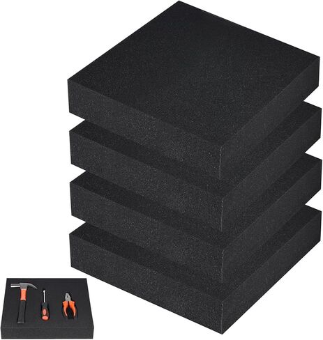 2PCS Black Polyurethane Foam Sheets -Customizable Foam Inserts,16x12x2 Inch Thick Foam Inserts for Cases, Packing Foam Pads for Packing and Craft, Camera Storage, Toolbox,DIY Projects in Kuwait