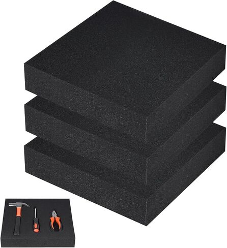 2PCS Black Polyurethane Foam Sheets -Customizable Foam Inserts,16x12x2 Inch Thick Foam Inserts for Cases, Packing Foam Pads for Packing and Craft, Camera Storage, Toolbox,DIY Projects in Kuwait