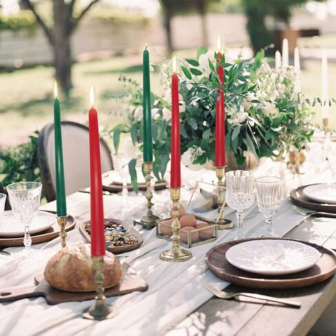 Set of 7 10 Inch Taper Candles, Dripless Unscented Colored Tall Candlesticks for Christmas Kwanzaa Party Home Dinner Table - 3 Red 3 Green and 1 Black in Saudi Arabia