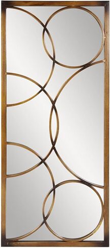Howard Elliot Dynasty Decorative Rectangular Mirror for Wall, Large Mirror with Circular Overlay Finished in a Bright Silver Leaf, Accent Mirror for Living Room, Entryway & Bedroom, 13 x 38 Inch in Saudi Arabia