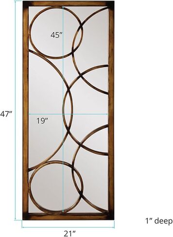 Howard Elliot Dynasty Decorative Rectangular Mirror for Wall, Large Mirror with Circular Overlay Finished in a Bright Silver Leaf, Accent Mirror for Living Room, Entryway & Bedroom, 13 x 38 Inch in Saudi Arabia