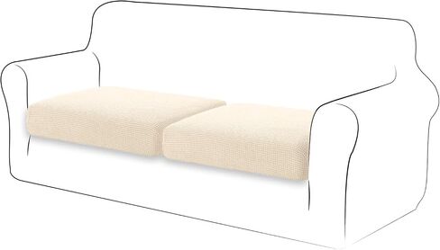 TIANSHU High Stretch Loveseat Cushion Cover,2-Piece Jacquard Chair Cushion Slipcover for Loveseat, Durable Furniture Protector Loveseat Couch Cover for 2 Cushion Couch (Medium, Sand) in Saudi Arabia