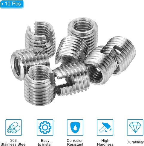 PATIKIL Self-Tapping Threaded Inserts, 6 Pcs M14 x M18 x 24mm 303 Stainless Steel Thread Adapter Reducer Slotted Screw Repair Inserts Nuts Sleeve in Saudi Arabia