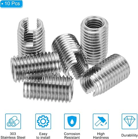 PATIKIL Self-Tapping Threaded Inserts, 6 Pcs M14 x M18 x 24mm 303 Stainless Steel Thread Adapter Reducer Slotted Screw Repair Inserts Nuts Sleeve in Saudi Arabia