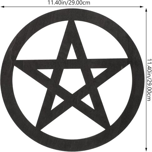 Zerodeko Home Decor Vintage Decor Wooden Pentacle Wall Sign Pentagram Wall Hanging Wall Decor Art Astrology Ornaments for Tarot Wicca Pagan Ritual Decor Black Home Decor Vintage Decor in Saudi Arabia