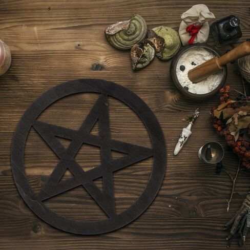 Zerodeko Home Decor Vintage Decor Wooden Pentacle Wall Sign Pentagram Wall Hanging Wall Decor Art Astrology Ornaments for Tarot Wicca Pagan Ritual Decor Black Home Decor Vintage Decor in Saudi Arabia