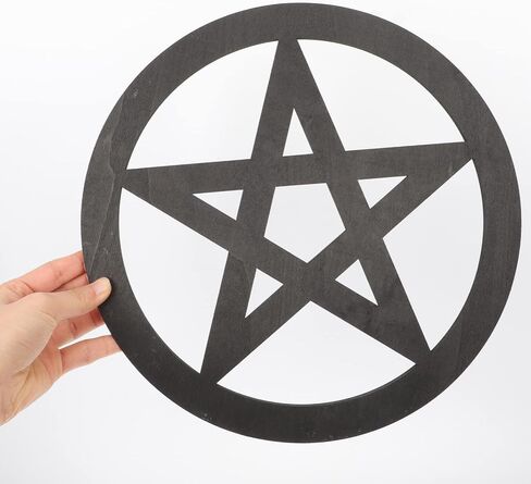 Zerodeko Home Decor Vintage Decor Wooden Pentacle Wall Sign Pentagram Wall Hanging Wall Decor Art Astrology Ornaments for Tarot Wicca Pagan Ritual Decor Black Home Decor Vintage Decor in Saudi Arabia