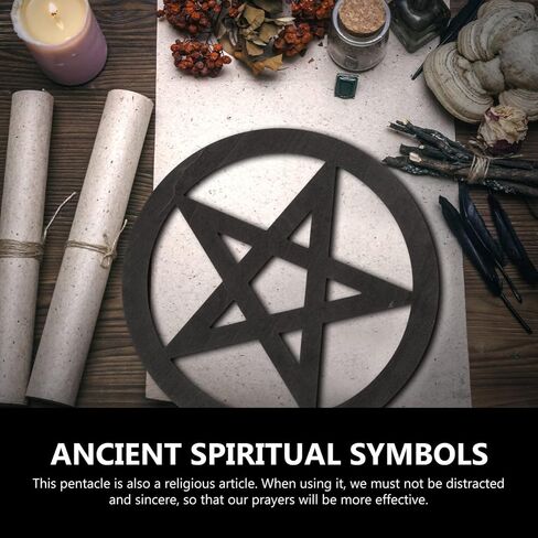 Zerodeko Home Decor Vintage Decor Wooden Pentacle Wall Sign Pentagram Wall Hanging Wall Decor Art Astrology Ornaments for Tarot Wicca Pagan Ritual Decor Black Home Decor Vintage Decor in Saudi Arabia